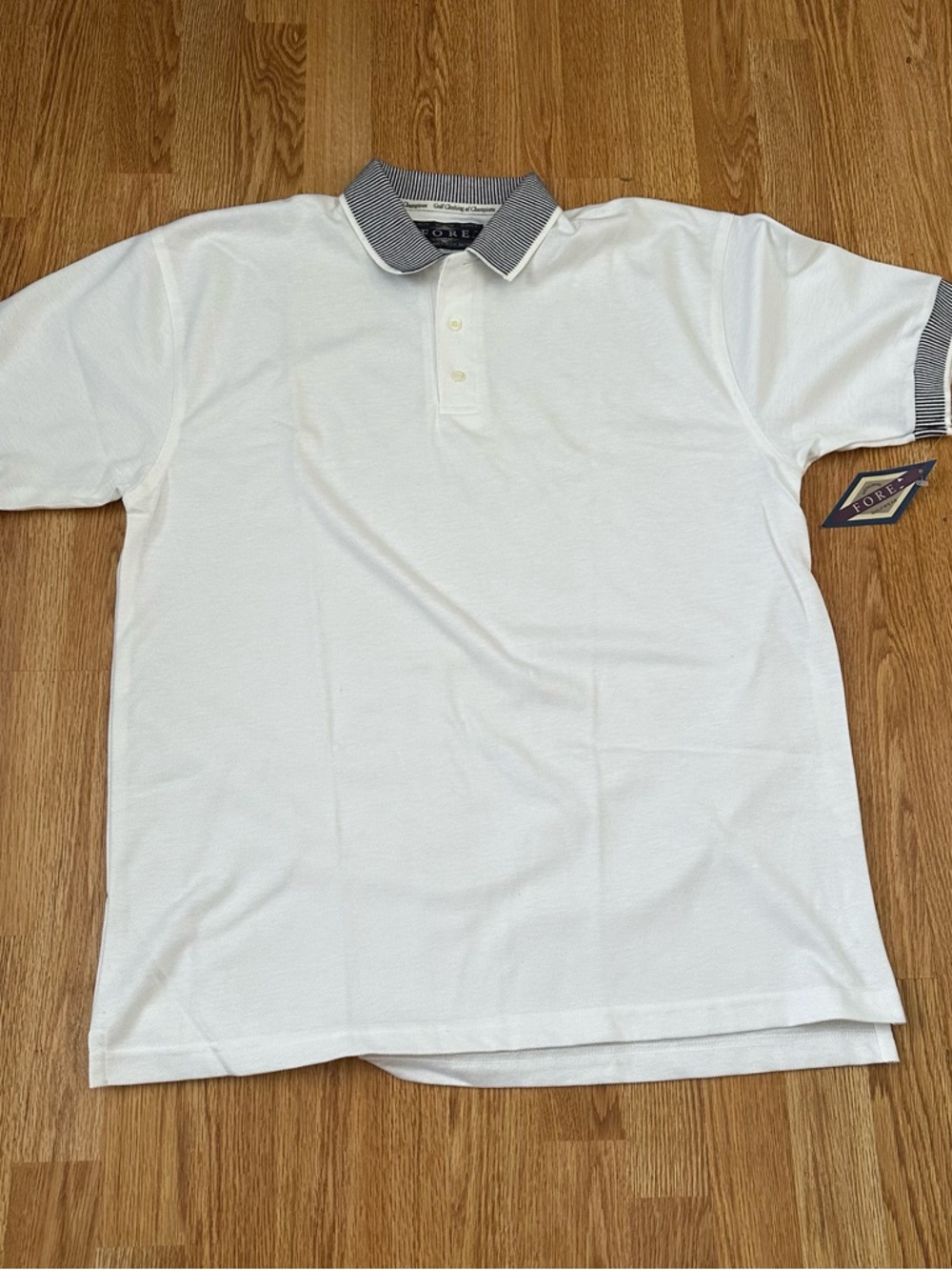NWT Original Authentic Fore Golfwear Made In USA White Polo Shirt